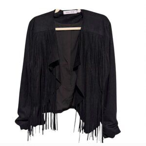 Bishop + Young Black Fringe Jacket | Size L | Western Biker Style, Festival